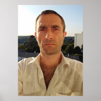 Christophe LEROY Chemise blanche balcon ciel bleu  Poster