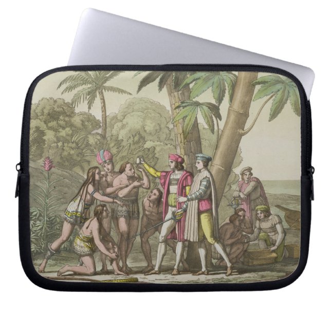 Christopher Columbus (1451-1506) with Native Ameri Laptop Sleeve (Front)