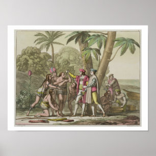 Christopher Columbus (1451-1506) with Native Ameri Poster