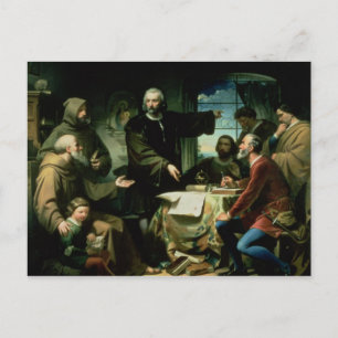 Christopher Columbus in the Monastery of la Postcard