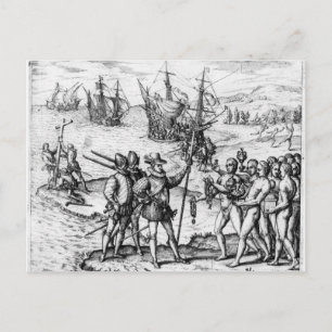 Christopher Columbus  receiving  gifts Postcard