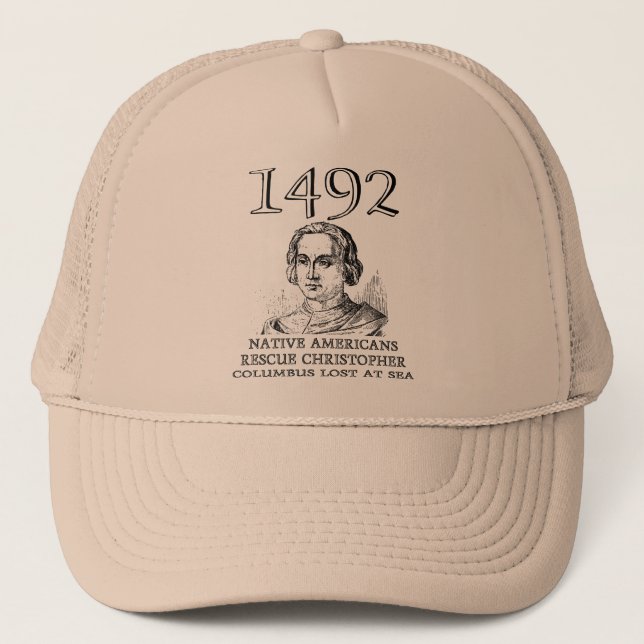 Christopher Columbus Rescued Funny Ball Cap Hat (Front)