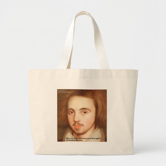 Christopher Marlowe "1st Site" Love Quote Gifts Large Tote Bag (Front)