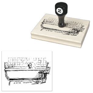Christopher Robin and Pooh in the Bath Rubber Stamp