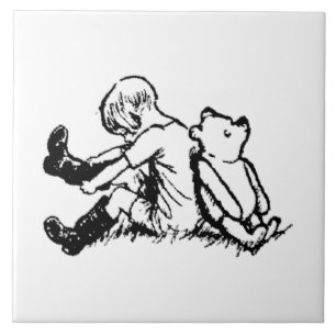 Christopher Robin putting on Boots with Pooh Ceramic Tile