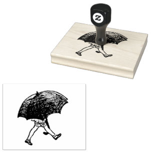 Christopher Robin under an Umbrella Rubber Stamp