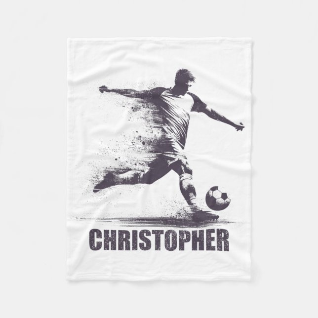 Christopher Soccer Boys Personalised First Name Ch Fleece Blanket (Front)