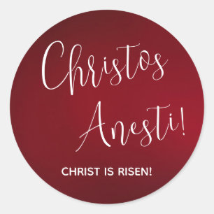 Christos Anesti! Christ is Risen! Red Classic Rou Round Sticker