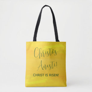 Christos Anesti! Christ is Risen! Yellow Tote Ba Bag