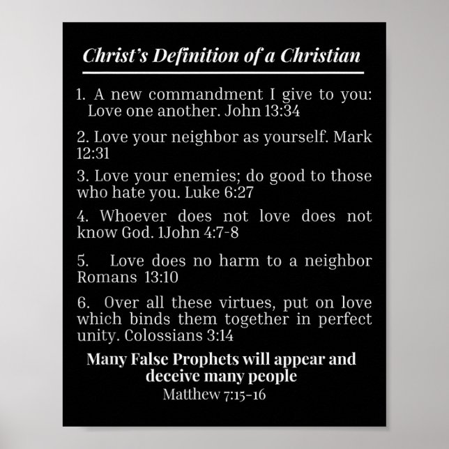 Christ's Definition Of A Christian Bible Verse Eva Poster (Front)