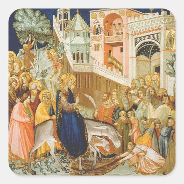 Christ's entry into Jerusalem by Pietro Lorenzetti Square Sticker (Front)
