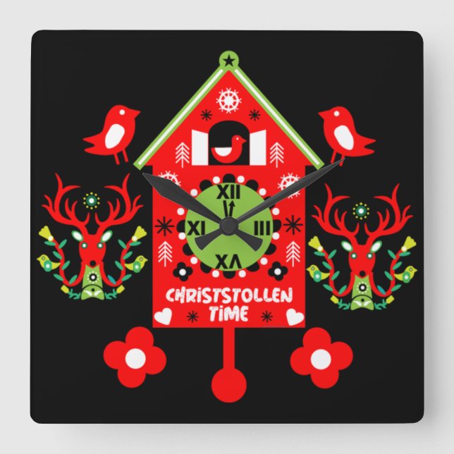 Christstollen Weihnachtsstollen Stollen Xmas Apron Square Wall Clock (Front)