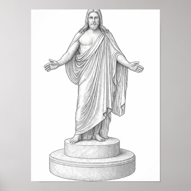 Christus Line Drawing Wall Art Poster (Front)