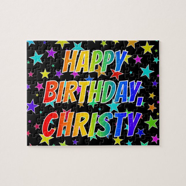 "CHRISTY" First Name, Fun "HAPPY BIRTHDAY" Jigsaw Puzzle (Horizontal)