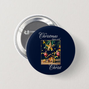 Chritmas Begins WIth Christ Nativity 6 Cm Round Badge