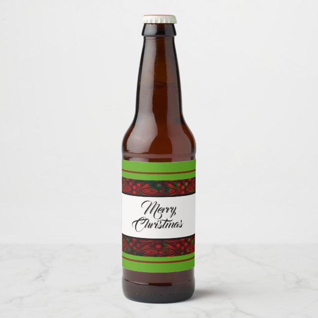 Chritmas Faux Foil Design 3 Beer Bottle Label (Front)