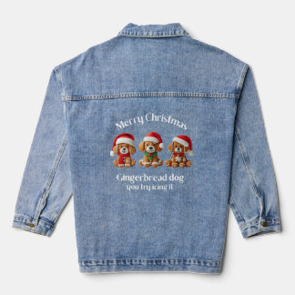 chritmas gingerbread dog you try icing it denim jacket