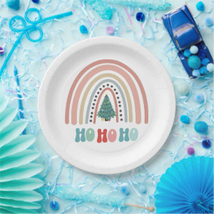 Chritmas rainbow tree with hohoho paper plate