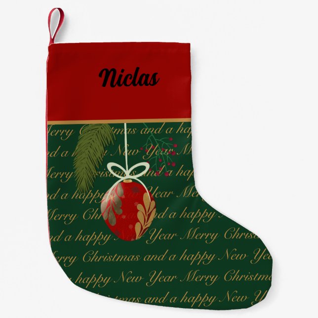 Chritsmas Bauble  Small Christmas Stocking (Front)