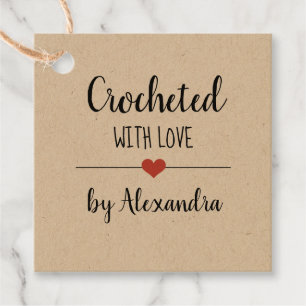 Chrochetd with love kraft script custom    Favour  Tags