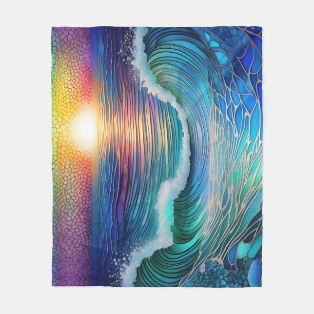Chroma Sea Seascape Fleece Blanket (Front)