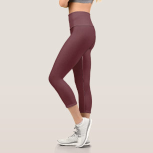 Chroma Textura - Wine High Waisted Capri Leggings