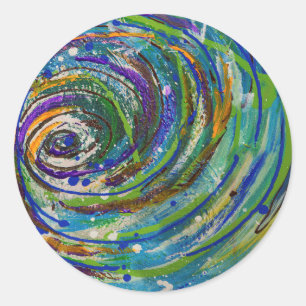 Chroma Vortex Abstract Art Classic Round Sticker