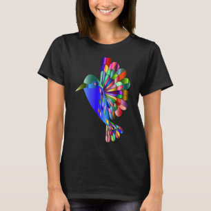 Chromatic Abstract Hummingbird Watercolor Bird Art T-Shirt