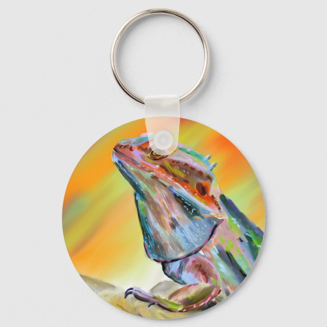 Chromatic Bearded Dragon Digital Paint Key Ring (Front)