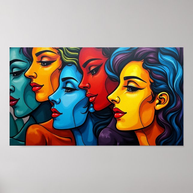 Chromatic Beauties-Vibrant Pop Art Women Portraits Poster (Front)