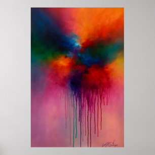 Chromatic Cascade - Abstract Drip Painting Poster