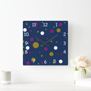 Chromatic Confetti  Square Wall Clock