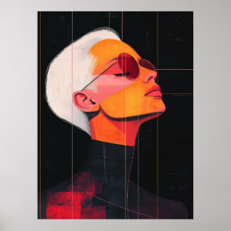 Chromatic Contours — Modern Woman Portrait Poster
