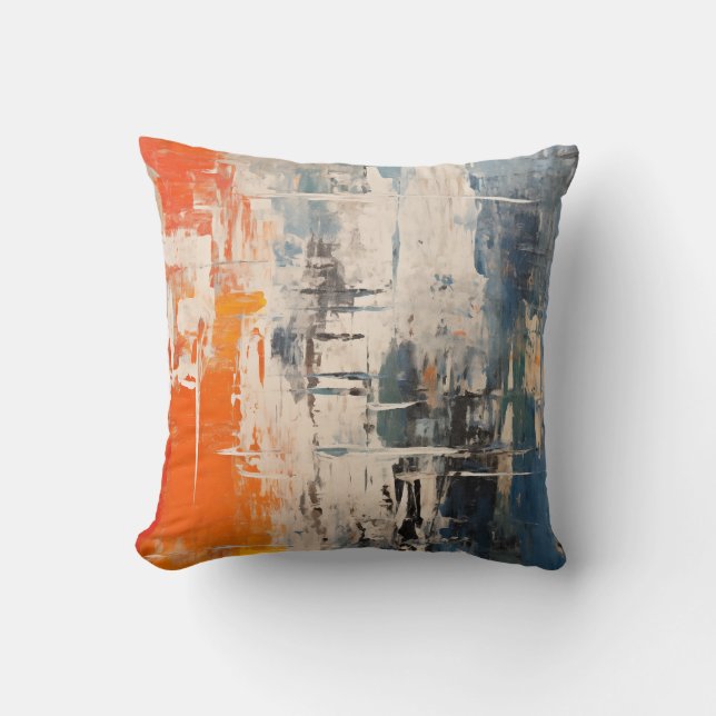 Chromatic Crossroads Abstract Digital Painting Cushion (Front)