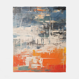 Chromatic Crossroads Abstract Digital Painting Fleece Blanket