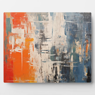 Chromatic Crossroads Abstract Digital Painting Plaque