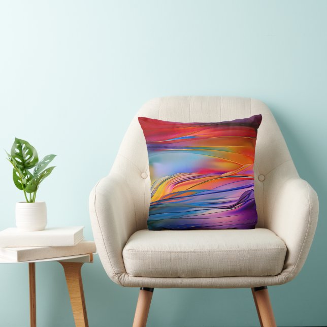 "Chromatic Currents" Contemporary Abstract  Cushion (Chair)