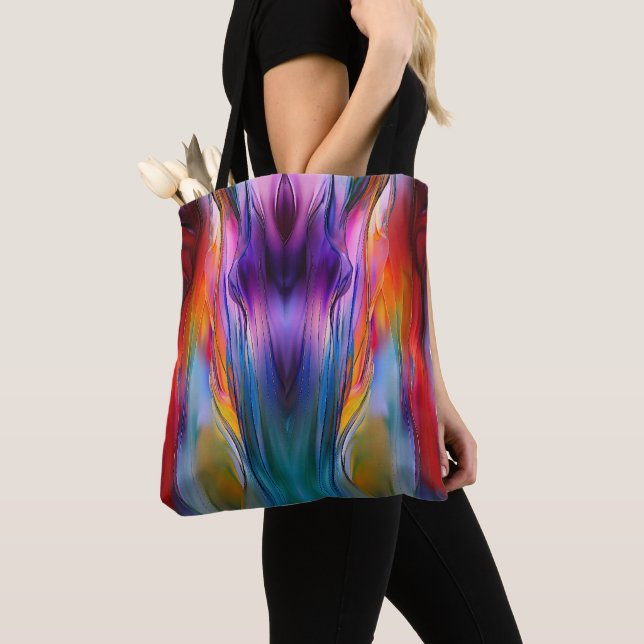 "Chromatic Currents" Contemporary Abstract  Tote Bag (Close Up)
