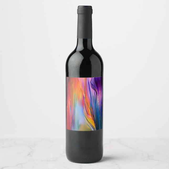 "Chromatic Currents" Contemporary Abstract  Wine Label (Front)