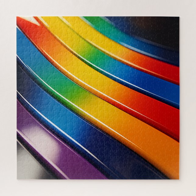 Chromatic Curves — Glossy Rainbow Ribbons with Ref Jigsaw Puzzle (Vertical)