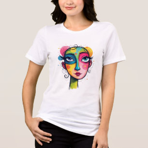 "Chromatic Dream" - Abstract Pop Art Portrait Tri-Blend Shirt