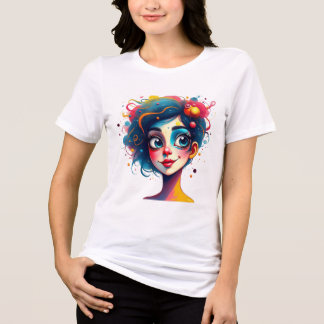 "Chromatic Dream" - Abstract Pop Art Portrait Tri-Blend Shirt