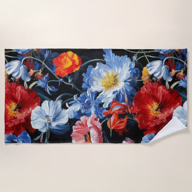 Chromatic Flora Nocturne Beach Towel (Front)