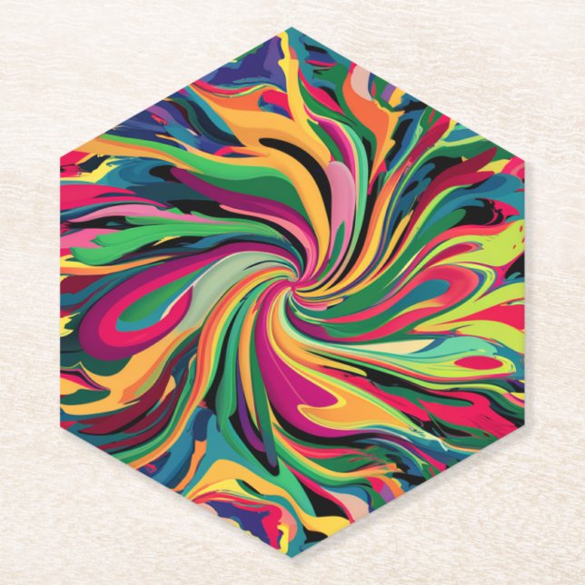 CHROMATIC HARMONY: A PSYCHEDELIC DANCE PAPER COASTER (Front)