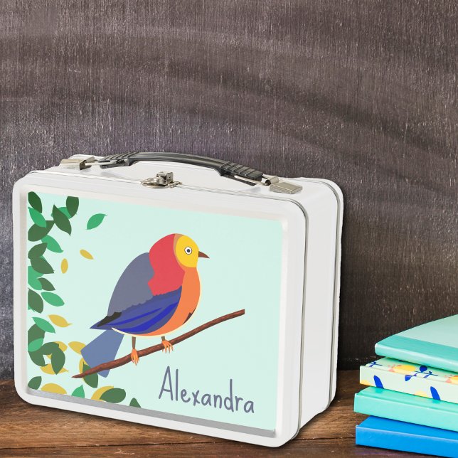 Chromatic Serenade: Bird on branch Metal Lunch Box (Creator Uploaded)