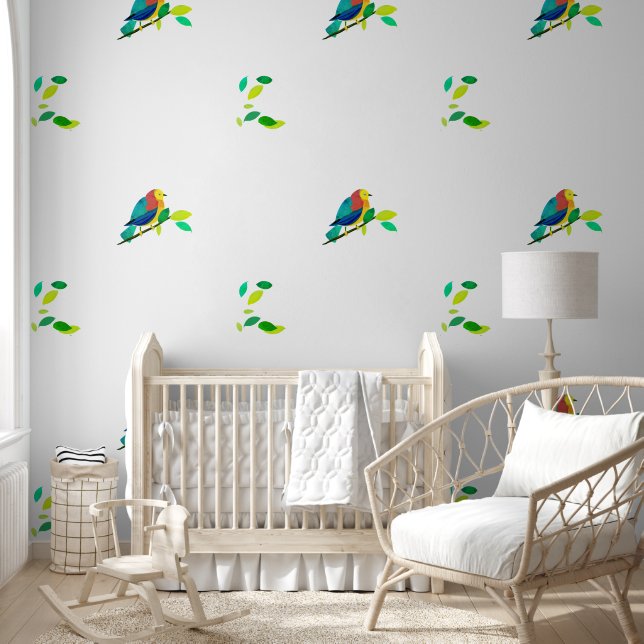 Chromatic Serenade: Bird on branch  Wallpaper (Kids)