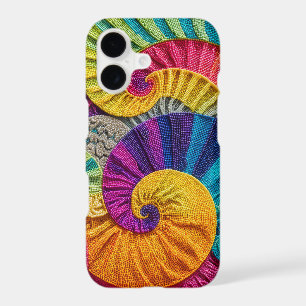 Chromatic Shells: Vibrant Spiral Mosaic