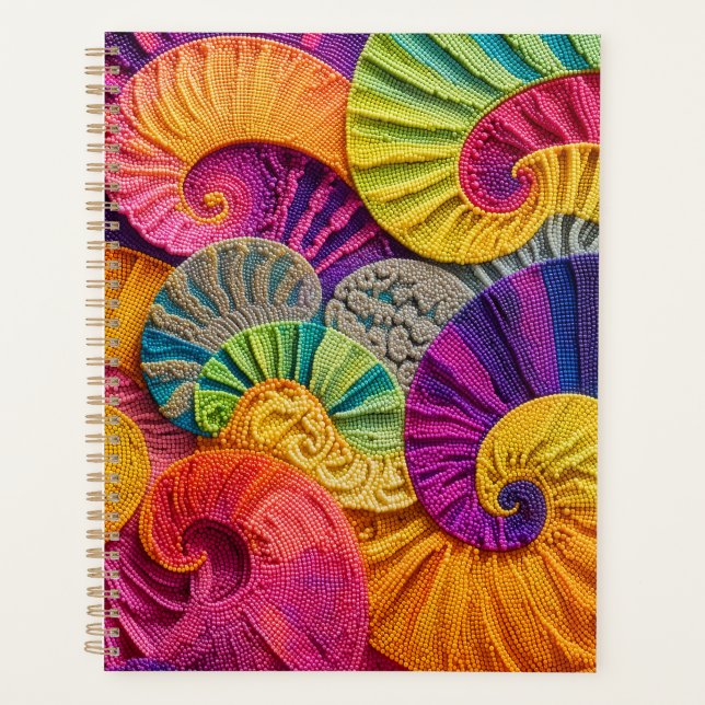 Chromatic Shells: Vibrant Spiral Mosaic Planner (Front)