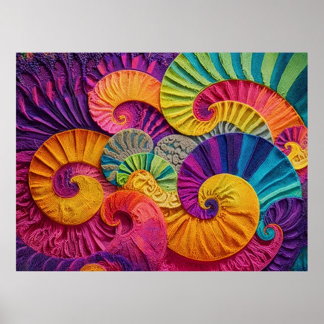 Chromatic Shells: Vibrant Spiral Mosaic Poster (Front)