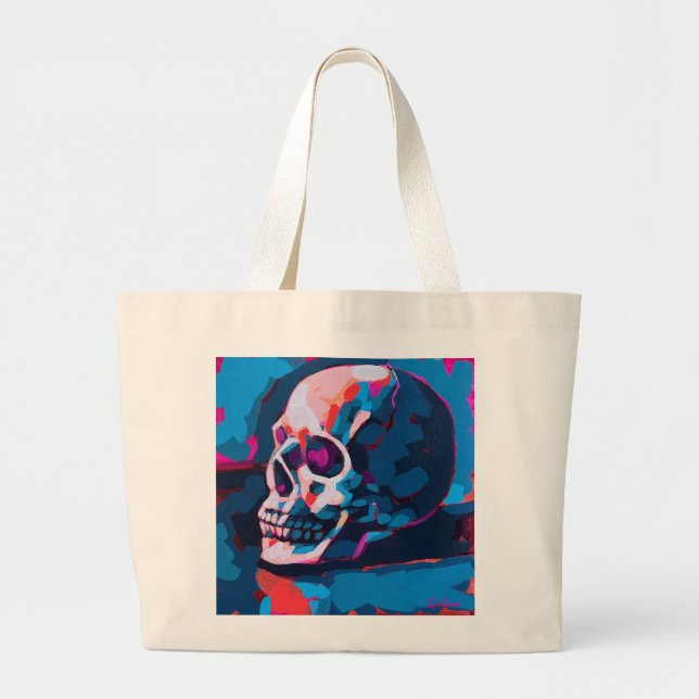 Chromatic Skull Painting Large Tote Bag (Front)